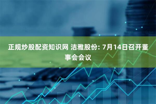 正规炒股配资知识网 洁雅股份: 7月14日召开董事会会议